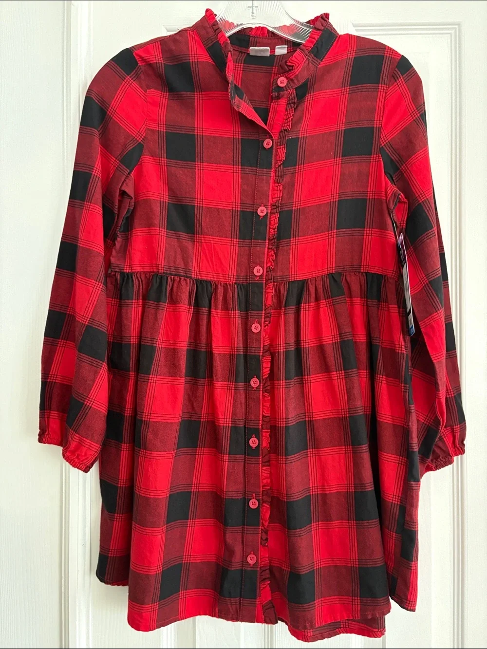 Gap Kids Red and Black Buffalo Plaid holiday dress NWT Girls Size Large 10-12